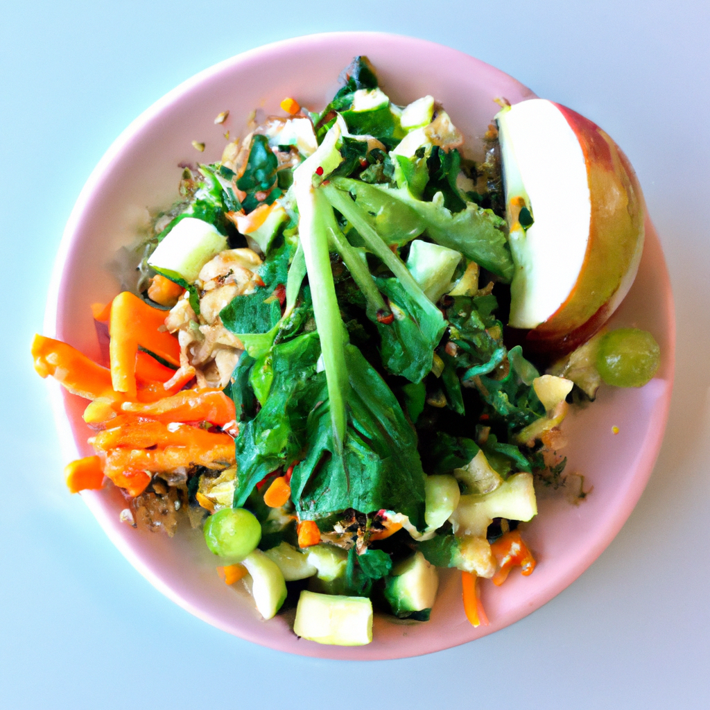 Colorful plate filled with whole foods.