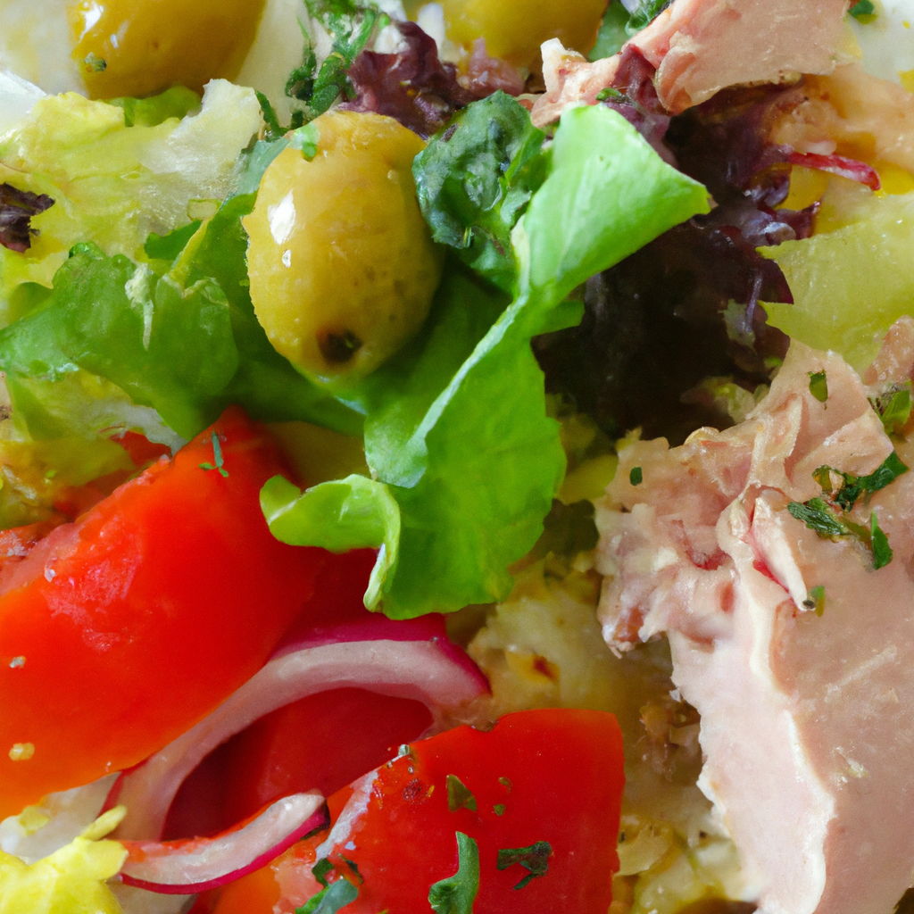 A colorful plate of fresh Mediterranean cuisine.