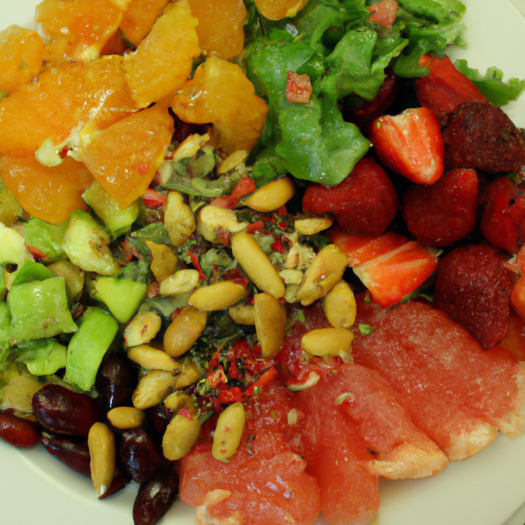 A plate filled with colorful whole foods.